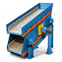 Crible vibrant à double étage en acier au carbone avec plaques de criblage à fentes, colonnes de support, revêtement peint bleu pour applications en carrière