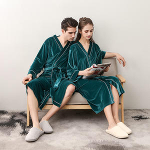 Batas para parejas de primavera y otoño de alta calidad, ropa de dormir de <span class=keywords><strong>manga</strong></span> larga para amantes, pijamas de lujo Unisex - Product Image 3