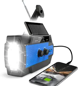 Rádio portátil com manivela, bateria de lítio recarregável com lanterna, rádio de emergência para uso ao ar livre, novidade de 2024