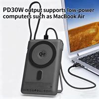 Chargeur portable magnétique sans fil 25W, batterie externe 10000mAh avec batterie semi-solide, charge rapide sans fil USB-C avec support métallique