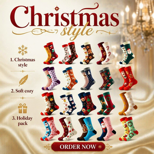 Chaussettes en coton unisexe tendance pour <span class=keywords><strong>Noël</strong></span>, style mi-mollet, 200 fils, aiguille simple, toutes saisons, taille unique, pour hommes et femmes - Product Image 4
