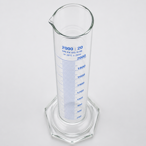 Cylindre gradué en verre de 2000 ml, bleu, équipement de mesure pour laboratoire de chimie - Product Image 3