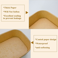 Boîte à lunch en papier kraft biodégradable à 100 %, fabriquée sur mesure, avec couvercle transparent en PP/PET pour l'emballage alimentaire, la cuisson et les plats à emporter