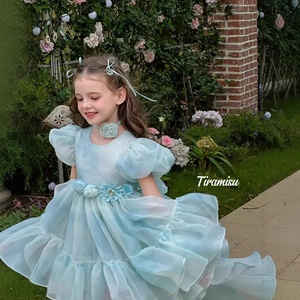 Nuovo Vestito Lungo Trendy per Ragazze, Abito con Maniche Dolci e Soffici, Stile <span class=keywords><strong>Principessa</strong></span> per Bambine, Vestito per Compleanno - Product Image 3