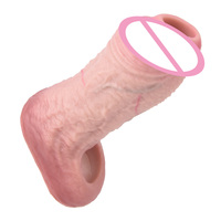 Funda para Pene de Color Piel de 5 Pulgadas SXXY, Anillo para Pene Abierto, Funda Reutilizable de Silicona, Funda para Agrandar el Pene, Potenciador Sexual
