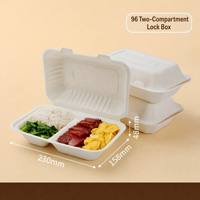 Boîte alimentaire jetable personnalisée en bagasse, écologique, non toxique, biodégradable et compostable, type clamshell, pour plats à emporter