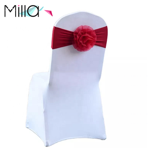 Cinta elástica 3d para silla, decoración para eventos, flor rosa, LICRA - Product Image 5