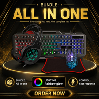 Combo de Teclado Mecánico RGB 4 en 1, Ratón y Auriculares con Cable, Retroiluminación LED, Directo de Fábrica, para Gamers de PC