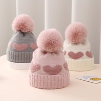 Nuevo Gorro de Bebé con Pompón de Piel Sintética 2026, Gorro de Punto con Estampado de Corazón para Otoño e Invierno, Gorro Suave a Prueba de Viento para Bebés Recién Nacidos, Niños y Niñas