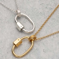 Collier collecteur à breloques en argent sterling Gemnel, style unique, fermoir à vis, mousqueton ovale, 925