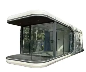 prefabricated outdoor villa mobile modular capsule house commercial space airship pod with kitchen and door lock