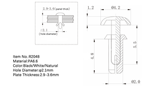 Đinh tán nhựa Nylon R2048, đinh tán tự bấm, kẹp nhựa Nylon dùng cho cản xe, chắn bùn, ốp nội thất, phụ kiện giữ cố định. - Product Image 5