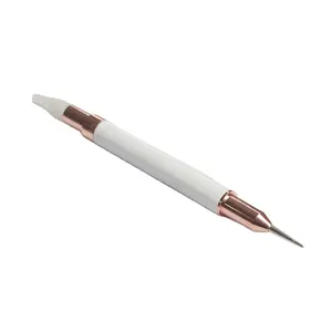 Customized double head nail dotting wax pen for salon manicure art design crayon wood handle nail dotting pen