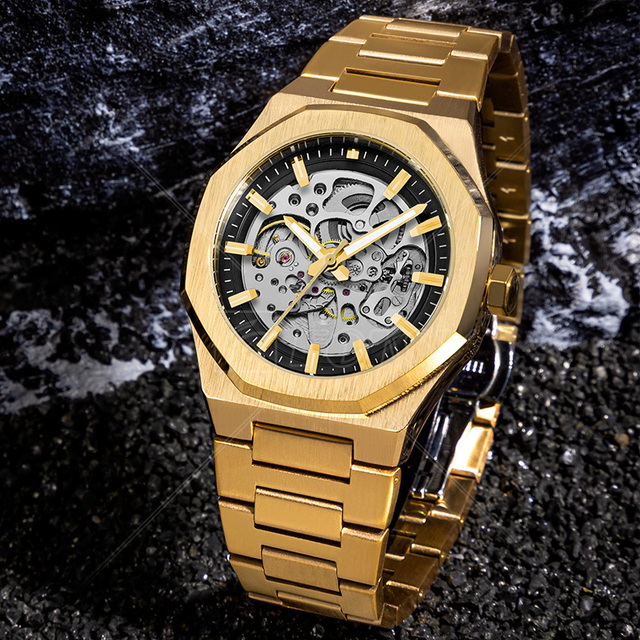 Custom Brand Stainless Steel Luxury Wrist Automatic Movement Mechanical Watch for Men