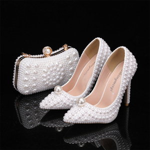 Set di Scarpe e Borse <span class=keywords><strong>da</strong></span> <span class=keywords><strong>Sera</strong></span> di Lusso con Perle, <span class=keywords><strong>Pochette</strong></span> con Cristalli, Scarpe Italiane e Borse Abbinate per Donne - Product Image 3