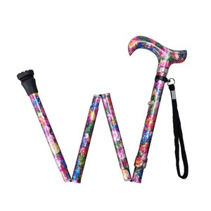 Bâton de marche pliable léger en alliage d'aluminium à cinq sections, imprimé floral, de la marque Hoshi Fashion, idéal comme cadeau - Product Image 1