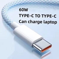 Câble de données USB 3.0 Type-C à charge rapide 60W 3A pas cher avec conducteur en cuivre et gaine en nylon pour ordinateur portable, téléphone, tablette - 1,5m/3m