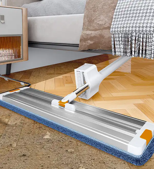 JOYBOS Aluminum Flat Mop with 4 Refills Microfiber Mop for Hardwood Laminate Tile Floor Cleaning with Self Wringer Set