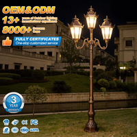 Lampe de jardin LED en aluminium moulé de style moderne pour cour et parc, étanche IP65, 10W 15W 20W, télécommande, éclairage extérieur