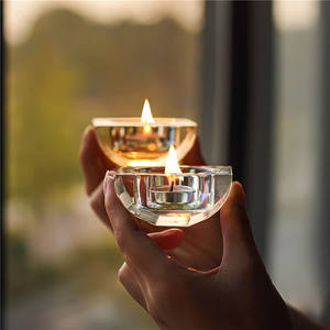 Portacandele votivi in cristallo Tealight 2.5 "Set di 2 portacandele in vetro geometrico - Product Image 5