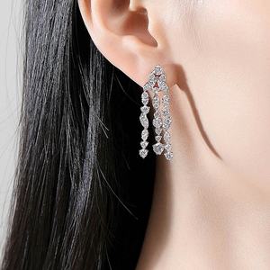 High-End Fashionable Gold Plated <b>Copper</b> Studded Zircon Drop Earrings Stylish Tassel Women's Bridal Anniversary <b>Jewelry</b> - Product Image 1