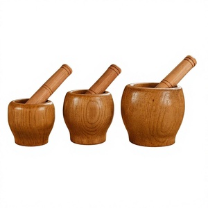 Mortero y Pilón de Madera Reutilizables, Duraderos y Ecológicos, Hechos a Mano, para Especias, Hierbas, Ajo y Jengibre, Utensilio de Cocina - Product Image 1
