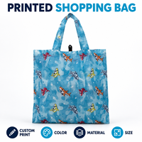 Sac de courses personnalisé OEM ODM avec logo imprimé requin, sac fourre-tout réutilisable en nylon, sac de voyage pliable, imperméable et écologique