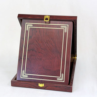 Plaque en bois pliable marron, plaque vierge rectangulaire en bois pour l'affichage de certificats MH-T476