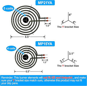 Kit de 4 éléments chauffants électriques en acier inoxydable de haute qualité MP15YA MP21YA pour cuisinière et four, 6/8 pouces - Product Image 3