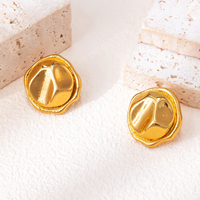 Boucles d'oreilles tendance en acier inoxydable avec boucle froissée pour femme, accessoires étanches, bijoux de mode pour femme, cadeaux