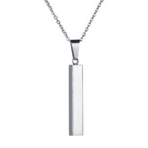 Factory Custom Personalized Stainless Steel Blank <b>Name</b> Gold Plated Classic Link Chain Engravable Vertical Bar <b>Necklace</b> - Product Image 1