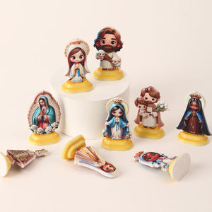 Adorno Religioso de Resina Art Deco 3D Personalizado, Linda Figura de la Virgen María y Jesús, Miniatura Decorativa de Escritorio, Artesanía Religiosa - Product Image 5