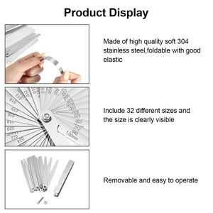 Set di Spessimetri a 32 Lame, Intervallo 0.02-1mm, in Acciaio Inossidabile, Misuratori di Spessore di Alta Qualità, Sistema Metrico e Imperiale - Product Image 4