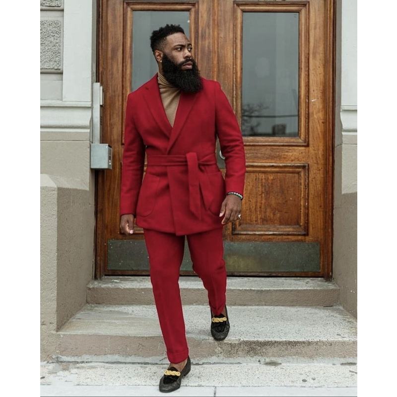 Handsome Wedding Blazer For Men Custom Made Red Men's Suits