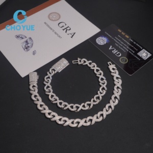 ลดราคาพิเศษ สร้อยคอเงินแท้ S925 ลาย Cuban Link Infinity ขนาด 10 มม. ประดับเพชร Moissanite สไตล์ฮิปฮอป เครื่องประดับคุณภาพสูง สร้อยคอผู้ชาย ผ่านการทดสอบเพชร GRA - Product Image 4