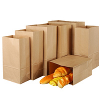 Sacs d'emballage alimentaire personnalisables en papier kraft à fond carré Sacs à emporter pour la cuisson du pain et de la pâtisserie à bouche plate