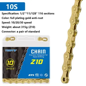 <span class=keywords><strong>Cadena</strong></span> de bicicleta TOOPRE de una sola velocidad, 6-12 velocidades, <span class=keywords><strong>MTB</strong></span>, bicicleta de carretera, 116L, disponible, Material de acero galvanizado dorado plateado - Product Image 5