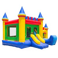 Château gonflable de qualité commerciale avec toboggan et souffleur en PVC 16' X 17' pour jardin, parc, fêtes d'anniversaire