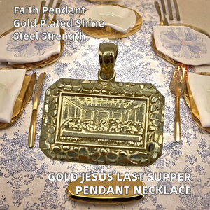 14K 금도금 구리 너겟 최후의 만찬 펜던트 목걸이 |   기독교 종교 장신구 참 - Product Image 3
