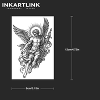 INKARTLINK Tatouage semi-permanent personnalisé Épée de Guerrier Archange, motif corporel, imperméable, longue durée 1-2 semaines, encre Jagua