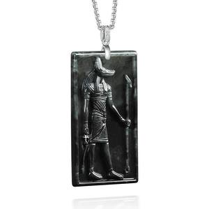 Colgante de Jade Negro Anubis Egipcio de Jadeíta Natural de Myanmar UNISEX Venta al por Mayor con Certificado de Tasación D683 - Product Image 2