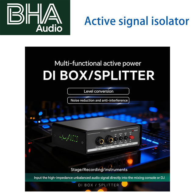 BHA DI20-BOX D2 Channel Active Audio Signal Splitter Dual Way Balanced Signal Distribution Amplifier Wholesale Price OEM logo
