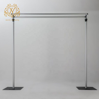 Support de toile de fond réglable en alliage d'aluminium avec double barre horizontale, cadre métallique télescopique pour mur de fleurs ou rideau de mariage