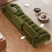 Canapé d'angle modulable en chenille vert foncé de style rétro français, personnalisable, design moderne, dossier réglable, rectangulaire