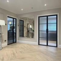 Portes battantes françaises en acier vitré pour intérieur, à ouverture manuelle, surface finie, avec moustiquaire en nylon et isolation thermique – Meilleures ventes
