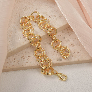 Bracelets unisexes en or plaqué 18 carats, finition polie, double entrelacement géométrique ovale, vente en gros - Product Image 1