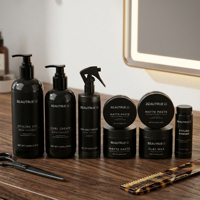 Kit Coiffant Marque Blanche : Cire, Pommade, Pâte Coiffante, Argile Mate, Gel Coiffant Bio, Spray au Sel Marin