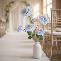 Fleur de pivoine artificielle bleue en soie, branche d'arrangement floral, pour cérémonie de mariage, décoration intérieure, accessoire de photographie