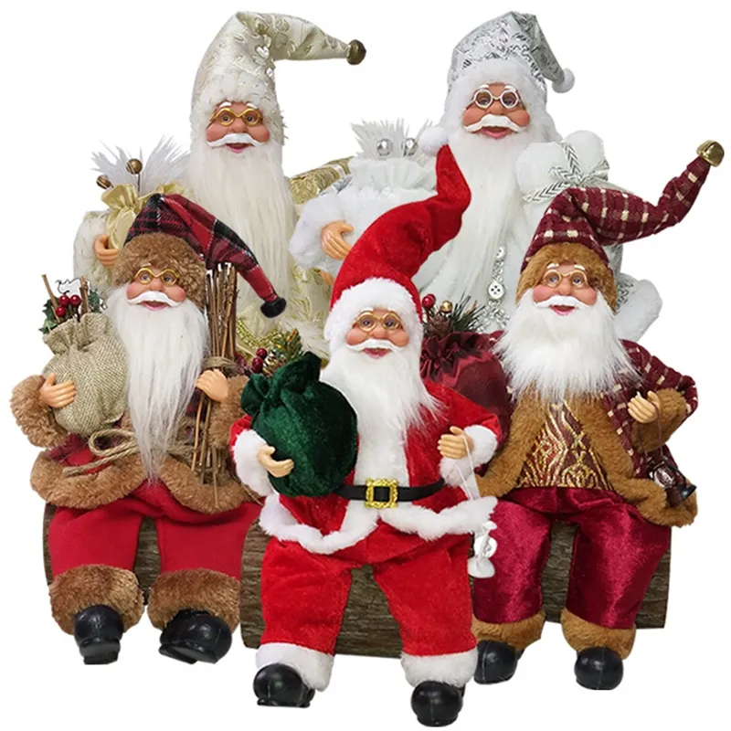 Christmas Figure Standing Plush Santa with Kerosene Lamp Home Decor Ornaments Holiday Decorations