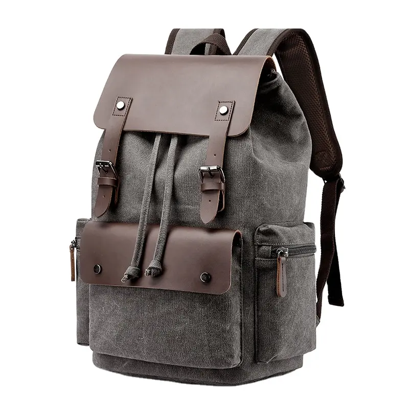 FULIYA Designer Leather Bag for Men Outdoor Travel Men's BackPack Custom Vintage Women's Laptop Leather Backpack